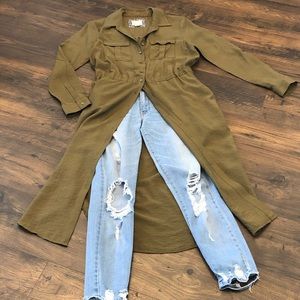 Anthro Maeve Olive Button Down Dress